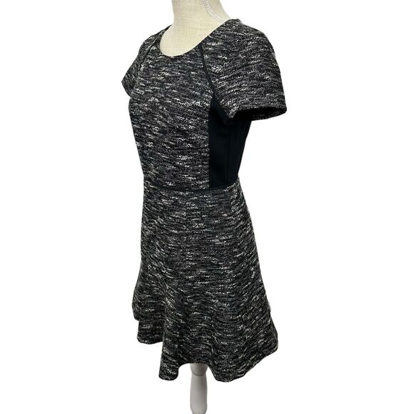 J Crew Tweed A-Line Dress Fit & Flare Mid-Thigh Short Sleeve Womens Size 2 Black - Picture 3 of 9